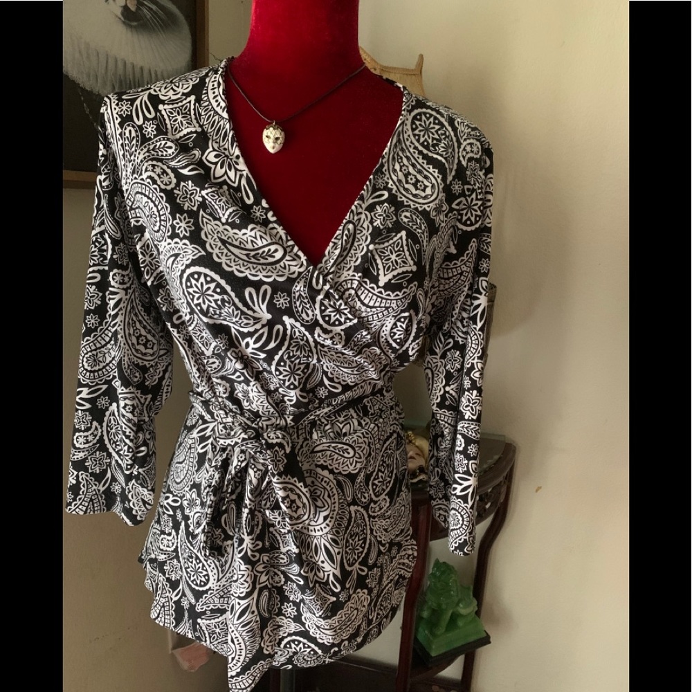 Jessica’s London paisley wrap jersey blouse 14/16